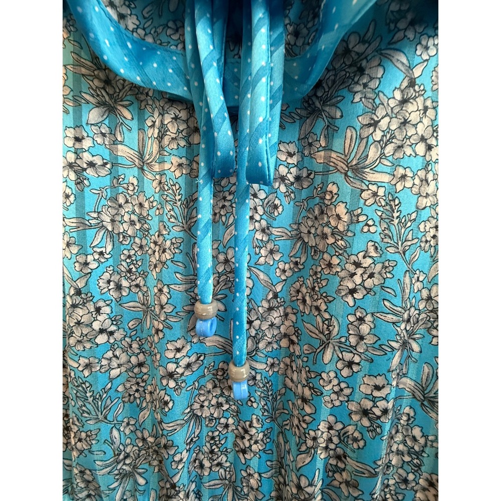VTG 1980s Diane Freis Original Georgette Floral Blue Loose Midi Dress Retro - Picture 4 of 8